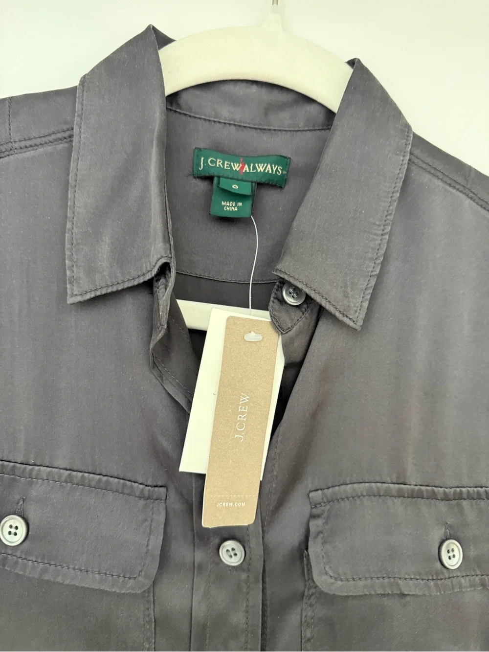 NWT J. Crew Silk Button-Down Shirt in Slate Gray